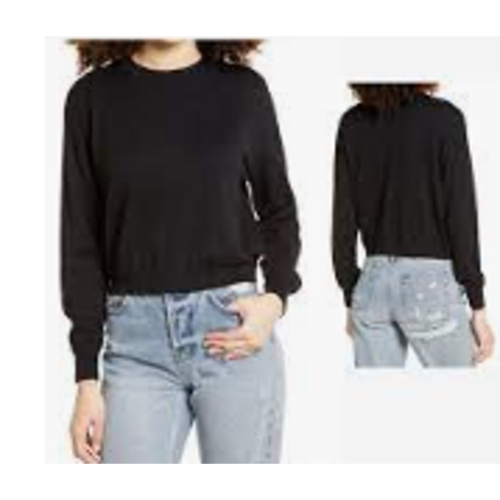BP by Nordstrom Black Ribbed Crewneck Sweater- S